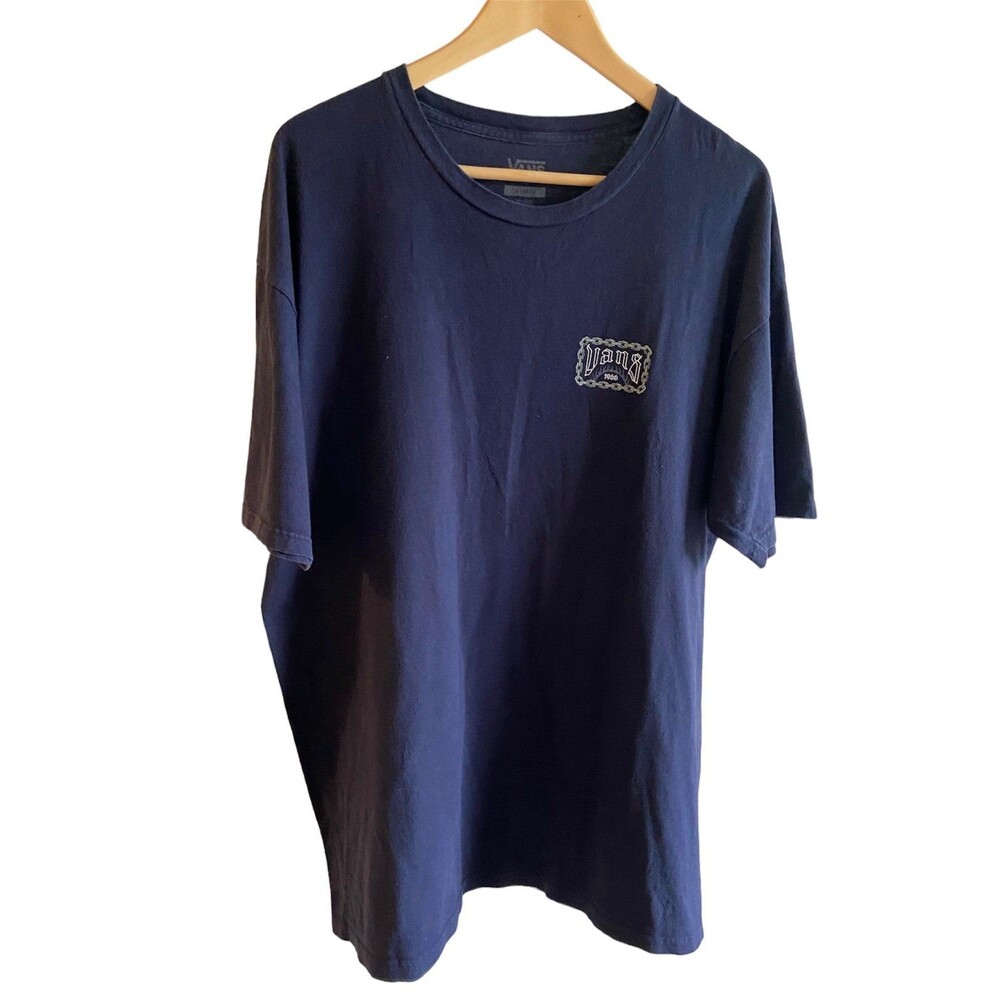 Vans Men’s Skull Chains Goth Grunge Y2K Skateboarding Graphic Navy T-Shirt, XL - Picture 2 of 10